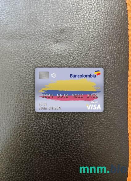 Colombia bancolombia bank visa obciążyć card wygląd fotograficzny skan PSD + zdjęcie
